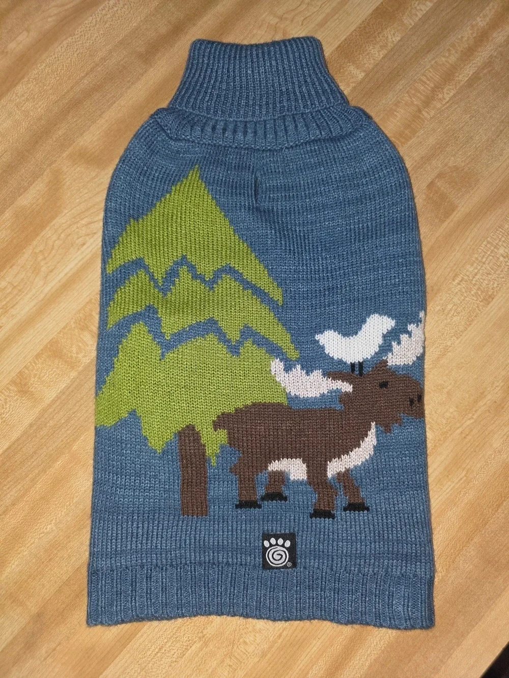 Blue Moose & Tree Knit Dog Sweater #DG13